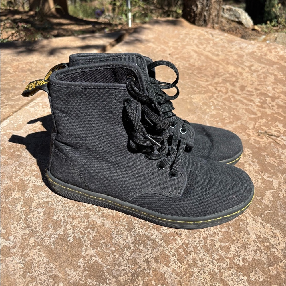 Dr Martens Womens Shoreditch Black Canvas 7 Eye Lace Up Boots Shoes Size 6